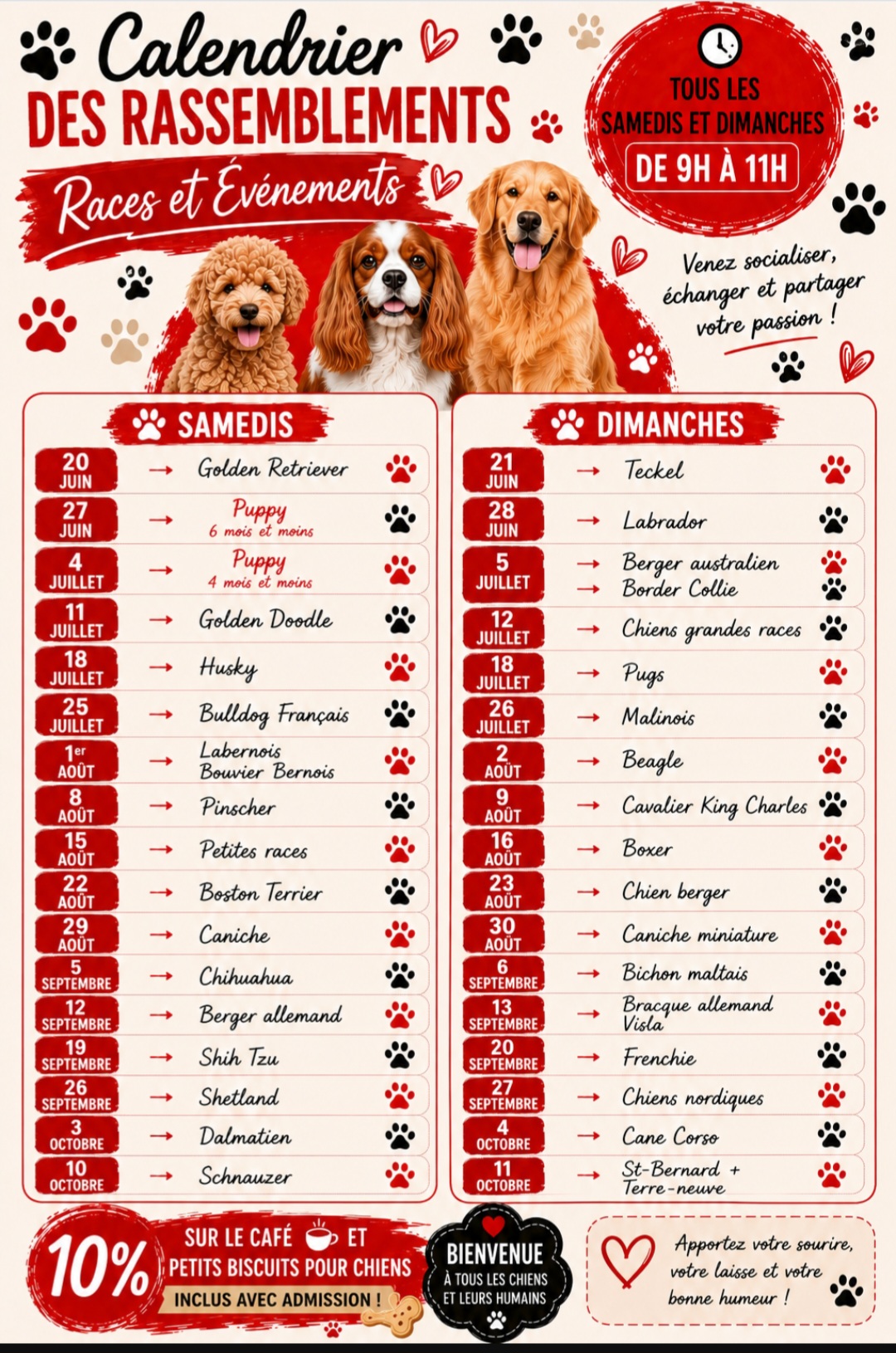 Dates des rassemblements Races