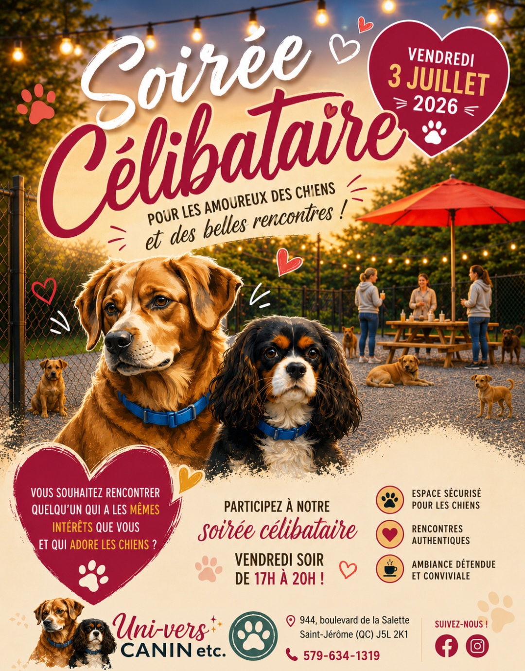 Soirée célibataire Vendredi 3 Juillet de 17 @ 20hres